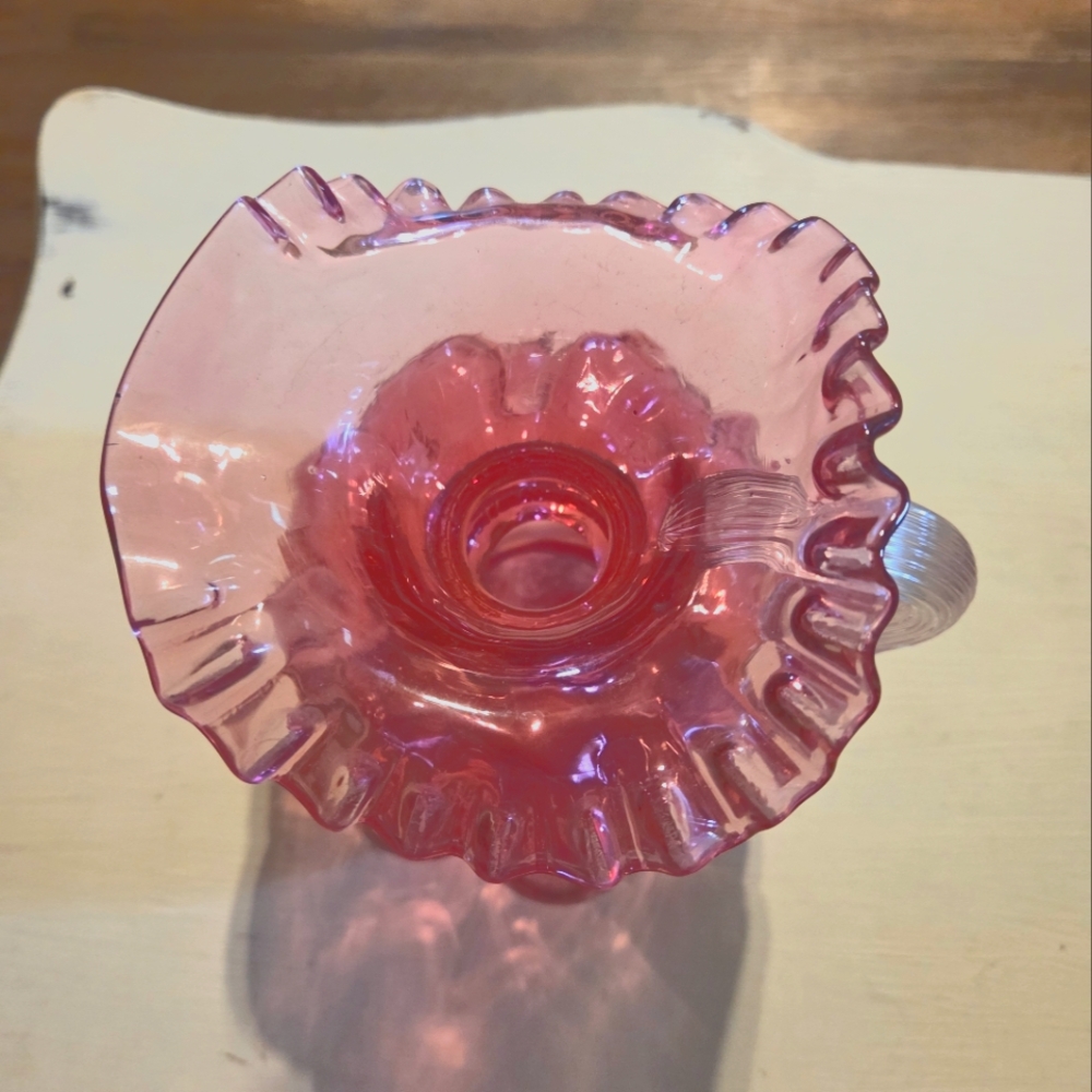 Vintage Fenton Cranberry 8" Melon Pitcher - Picture 5 of 11